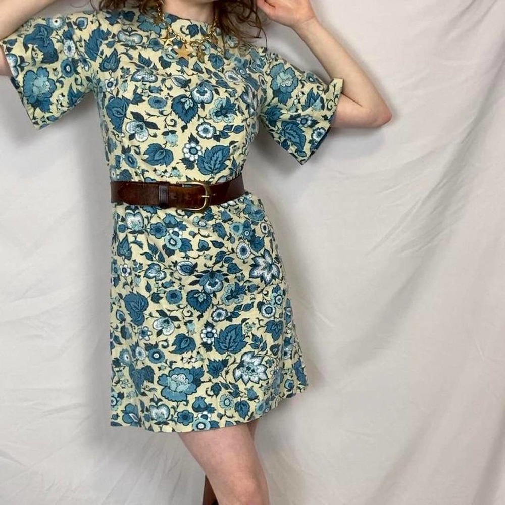 1960s Handmade Floral Mini Dress